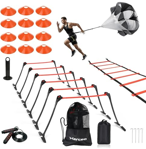 Xerceo Premium Adjustable Collapsible Hurdle and Agility Ladder Set