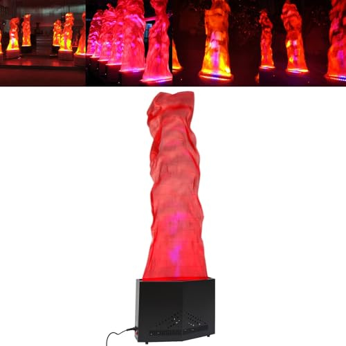 Máquina de Llamas de Fuego Artificial, Luz LED 3D de Llamas Artificiales, Luces de Escenario con Tela Roja, Efecto de Atmósfera Artificial con Control Remoto, Iluminación de Halloween(1.5M,1pcs)