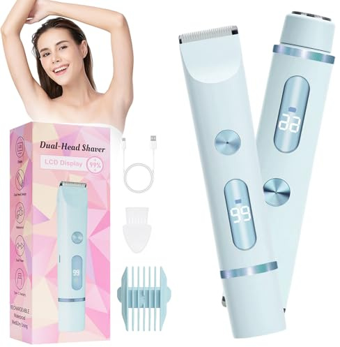 Oskuglin Tondeuse Rasoir Électrique Femme 2en1, IPX7 Étanche USB-C, Rasage