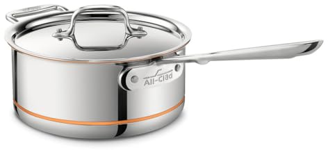 All-Clad 6203SS Euro Copper-Core Saucepan with Handle and Lid 20.3 cm, 2.8 litres, Stainless Steel