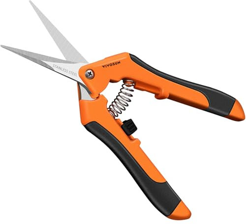 VIVOSUN Pack of 2 Secateurs 17 cm Plant Shears with Ergonomic Handles Pruning Shears with Straight Blades and Titanium Non-Stick Coating Rose Scissors Orange