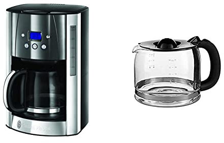 Russell Hobbs Machine à Café, Cafetière Filtre 1,8L Inox, 12 Tasses, Programmable & 700131 Carafe en Verre, Verseuse à Café Luna Compatible Cafetière 23240-56, 23241-56, 24320-56
