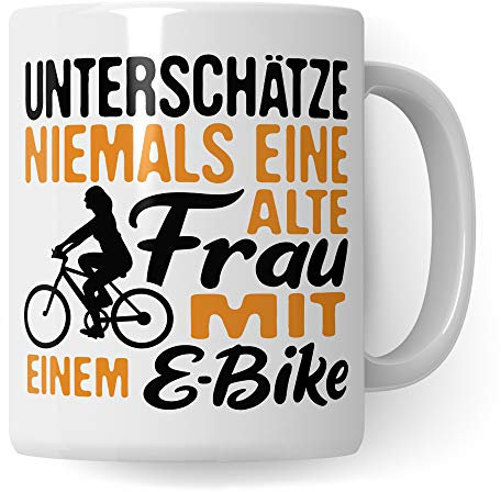 Pagma Druck E-Bike Tasse, Geschenke für Fahrradfahrerin Ebike Frau, Kaffeetasse Elektrofahrrad Pedelec Becher, Rentnerin Oma E Bike Fahrrad Geschenkidee, Kaffeebecher E-Bikerin