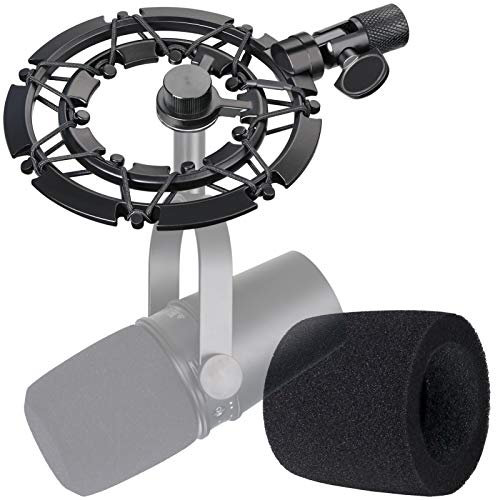 YOUSHARES MV7 Shock Mount with Pop Filter Matching Boom Arm Mic Stand, Suitable Compatible with Shure MV7 USB Podcast Microphone