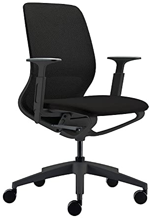 Sedus se:motion net, Drehstuhl, Bürostuhl, Mit Netzmembran Schwarz, Sitzpolster Schwarz, Armlehnen verstellbar, Höhenverstellbar 42-52.5cm, bis 130kg Belastbar, 23° Öffnungswinkel