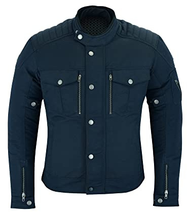 BLACKWILD Milano Urban Style Motorradjacke Herren | Mehrzweck für Freizeitkleidung und Motorradfahrt|Schutz atmungsaktive Motorradjacke | Zu jeder Jahreszeit tragbar, In 3 Farben (L, Blau)