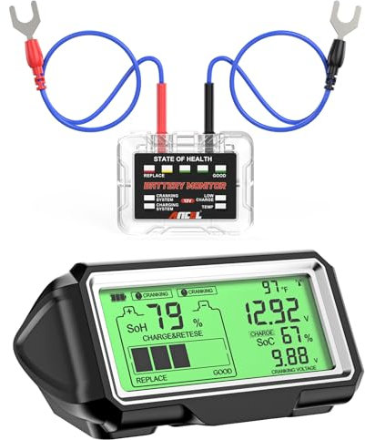 ANCEL BM200Pro Auto Batterie Monitor, 433mhz Wireless Radio Frequency Batteriewächter 12V, KFZ Batterietester mit Charging & Cranking Test & Alarm-Funktion, Battery Analyzer für Auto LKW ATV SUV Boot