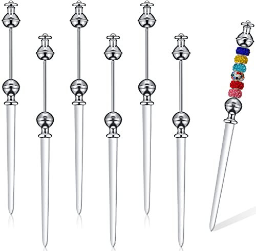 Outus 6 Pcs Beadable Letter Opener Envelope Slitter Metal Envelope Opener Slitter Stainless Steel Paper Mail Opener Rounded Handle Letter Opener Knife for DIY Home Office Gifts Supplies (Silver)