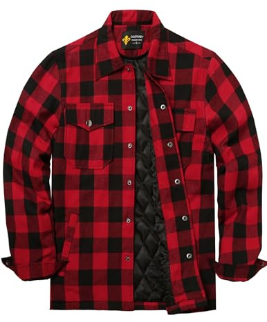 COOFANDY Camicia da Uomo a Maniche Lunghe con Fodera a Quadri Camicia Invernale da Boscaiolo Camicia Termica Camicia Giacca Giacca Invernale Cappotto