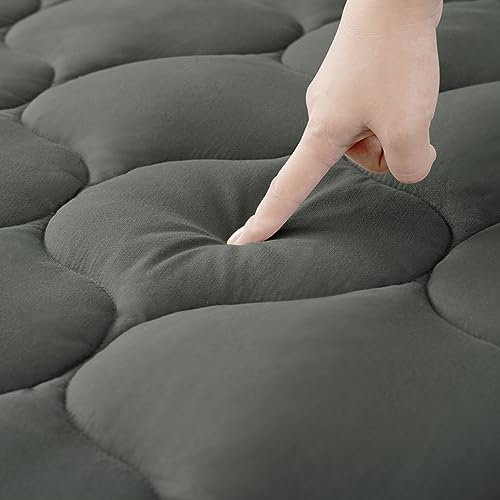 DUANDUAN Matratzen Topper 120x200cm,weicher Topper, Matratzenauflage mit tiefen Taschen,Maschinenwaschbarer Matratzenschoner,Dunkelgrau