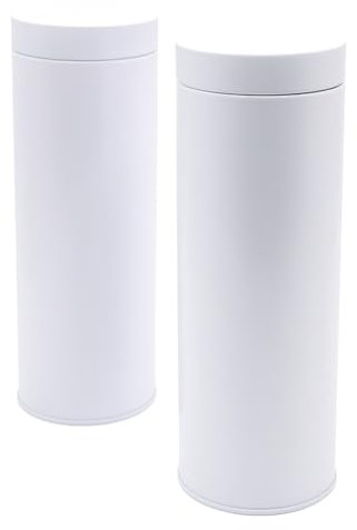 Dosenritter | 2 x barattoli rotondi per cialde di caffè/conservazione, a tenuta di aroma, in metallo per 200 g di Earl Grey ciascuno, circa 20 cialde di caffè | 20 x 7 cm (H,ø) | (Bianco)