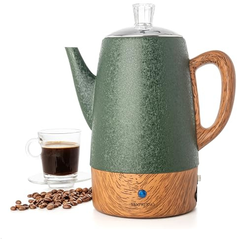 Mixpresso 10 Cup Percolator Coffee Pot Electric, Stainless Steel Coffee Percolator Electric With Keep Warm Function, Classic Perculator Pot With Removable Basket for Home or Office - Shiny Green