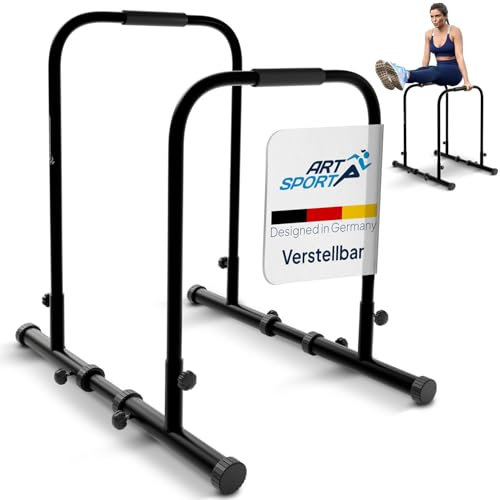 ArtSport Dip Barren - Dip Station bis 500 kg belastbar - Liegestützgriffe - Fitness Stange verstellbar - Liegestütze - Push Up Bar Zuhause - Schwarz
