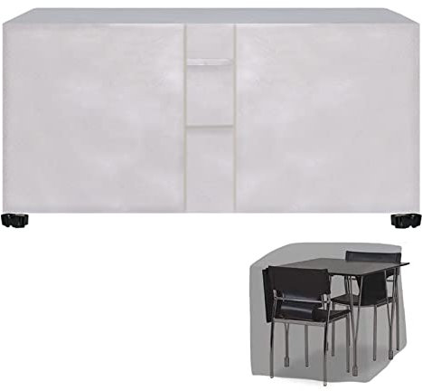 Abdeckung für Terrassenmöbel-Set, 242 x 162 x 100 cm, winddicht, UV-Schutz, staubdicht, mit Kordelzug, silberfarben, für Gartenmöbel, Liegestühle und Tische