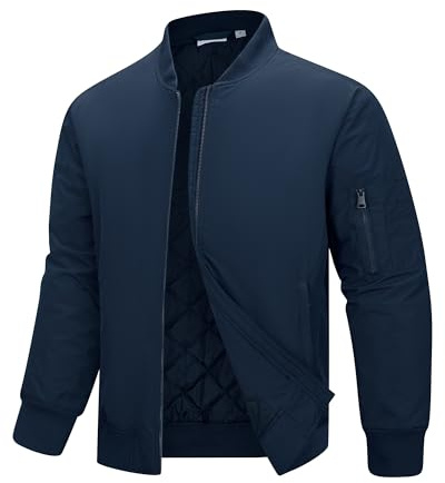 33,000ft Bomber Jacket Men Waterproof Windbreaker Insulated Puffer Jackets Sports Jackets Outwear for Motorcycle Hiking Golf Sailing