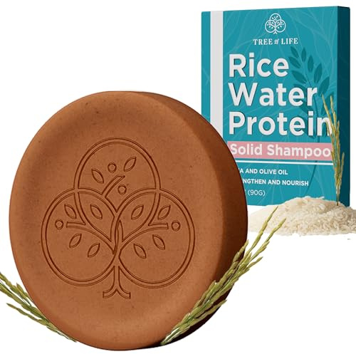 Tree of Life Rice Water Shampoo Bar - Sulfate Free Rice Protein Hair Care That Strengthens, Repairs, and Delivers Frizz Control with Silky Shine