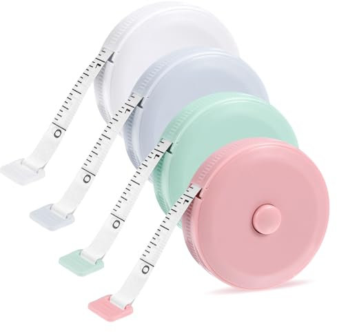 Lot de 4 rubans de mesure rétractables pour le corps - 200 cm - Mètre ruban souple pour mesurer le corps, mesurer la longueur, la poitrine, la taille, la couture de vêtements, les travaux manuels