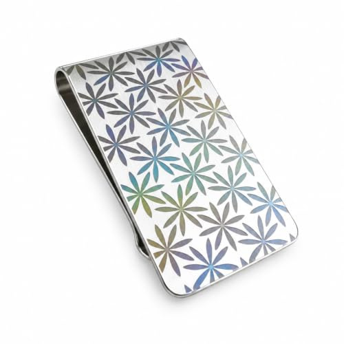 UtilityNest Engraved Asanoha Hemp Leaf Money Clip, Stainless Steel Money Clip for Men UK, Slim Money Clip for Cash, Japanese Design, Made in the UK, Unique Gift (with Gift Box)