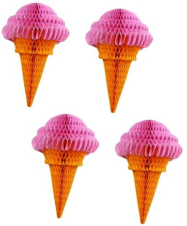 JECOMPRIS 4piezas Bolas De Panal De Helado Decoración De Cumpleaños Adornos Festivos
