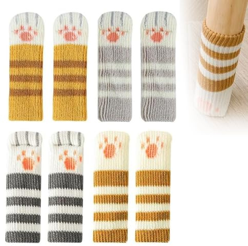 KEWUF 16pcs de Chaussette Chaise pour Pieds de Chaise, Pieds de Meubles, Chaussettes de Chaise Mobilier en Feutre, Évitez Les Rayures et Le Bruit, Antidérapant, Forme Mignonne de Chaton