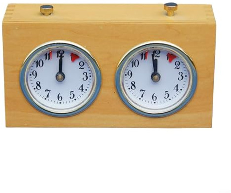 HEBEOT Wooden Chess Clock Timer for TRADITIONAL Mechanical Wind Up Game Timer For Tournament Competition Board Games Without for battery
