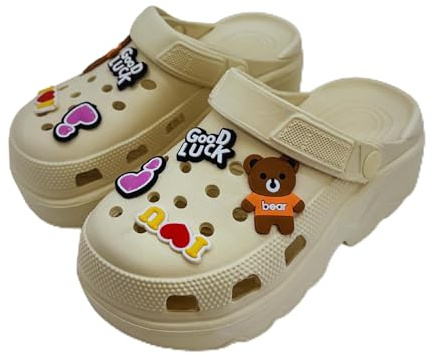 SUNSEA Shoes Zuecos Mujer con Plataforma y Suela Eva, Cómodos y Transpirables. Zuecos Sanitarios con Dibujos Decorativos para Verano, Casa o Trabajo Disponible en Variedad de Tallas y Colores.