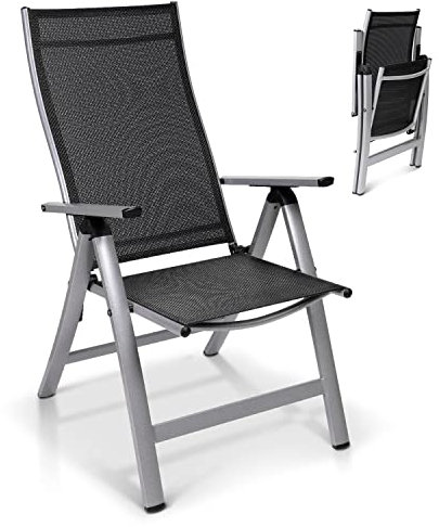 Homeoutfit24 London Gartenstühle, Made in Europe, Balkonstuhl klappbar, Hochlehner Gartenstuhl, Esszimmerstuhl, Balkon & Terrasse, verstellbar, Terrassenmöbel, Campingstühle, wetterfest