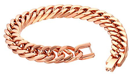Flongo Herrenarmband Männer Kette Damen Armkette, Edelstahl Armband Armreif Armkette Panzerkette Rose Gold Motorradfahrer Biker Rock Frauen Herren-Accessoires