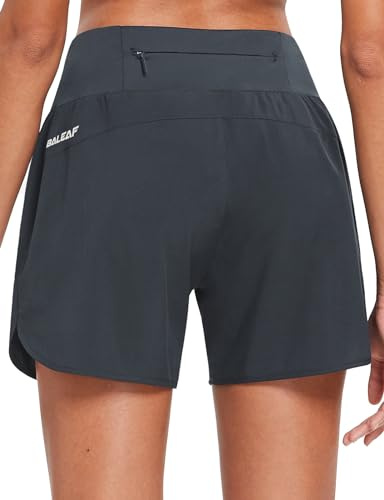 baleaf Women's 5 Workout Shorts Gym Running Shorts Athletic with Liner High Waistband Quick Dry Sports Zipper Pockets Grey XL