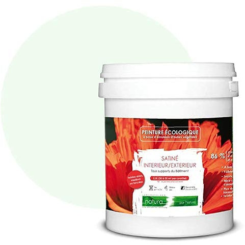 BOX DECO COULEURS Vernice naturale ecologica per interni esterni, effetto raso Natura - 1 L/13 m² [Classe energetica A+], verde acqua