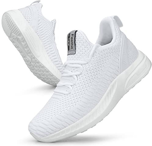 Feethit Damen Laufschuhe Turnschuhe Sportschuhe Sneaker Leichtgewichts Atmungsaktiv Walkingschuhe Outdoor Fitness Jogging Sportsschuhe 40 Weiß