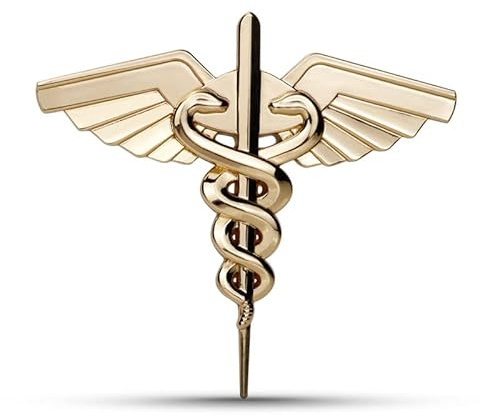 Noizzy Emblema per auto con serpente Caduceo e bastone in metallo 3D, logo medico, adesivo sanitario, accessorio stilistico (Oro)