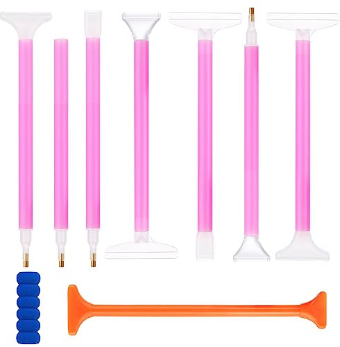 Bewudy 5D Diamond Art Painting Zubehör Stifte Set, 9pcs Diamantmalerei Stift Kunststoff Diamond Malstift Diamant Malerei Werkzeuge Für DIY Diamantmalerei Stickerei Nagelwerkzeug Painting Craft (rosa)