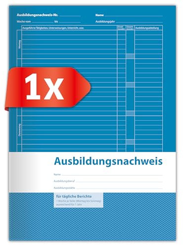 Primus Print Ausbildungsnachweisheft – A4 Berichtsheft für Auszubildende, 56 Seiten, Wöchentliche Eintragung, mit Hochwertigem Umschlag – Ideal für die Berufsausbildung - 1 Stück