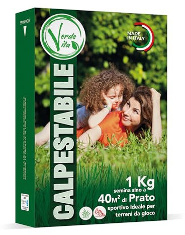 Verdevita Semi Prato Resistente - Semi Resistenti al Caldo - Prato Verde Brillante a Bassa Manutenzione - 1kg per 40m2