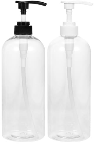 TOVINANNA 1000ml Clear Pump Bottles Set – BPA-Free PET Soap Dispenser with Colour-Coded Black & White Pumps for Refillable Shampoo, Conditioner & Hand Wash, Space-Saving Bathroom