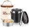 NZZVNZ Thermobehälter für Essen 1200ml, 304 Edelstahl Wärmebehälter für Speisen, Thermos-lebensmittelbehälter, Thermoskanne Essen Auslaufsicher mit Deckel, Löffel und Thermosbeutel(schwarz)