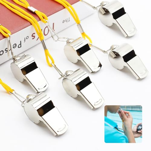 TSUOUKL 6pcs Sifflet De Sport,Sifflet Arbitre,Sifflet Arbitre Football,Sifflet Puissant,Sifflet De Football,Sifflet D'extérieu,Sifflet Fort,Sifflet Fort Et Net avec Cordon