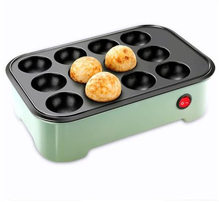 MYSXSWHL Sartén Eléctrica Takoyaki, para Hacer Bolas De Takoyaki O Pulpo, Cake Pops, Bandeja para Hornear Automática Multifuncional De 600 W, Regulación Inteligente De Temperatura, 12 Agujeros