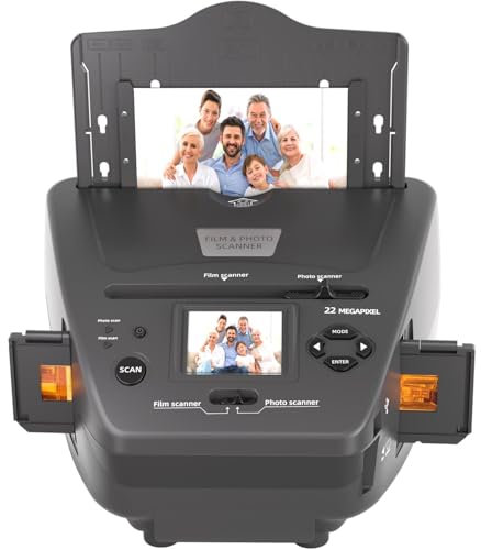 Escáner multifunción para Fotos, Diapositivas y Negativos, Convierte Negativos/Diapositivas de 35 mm a Formato Digital JPEG, escáner de Diapositivas para escanear Negativos, Tarjeta de Memoria 4