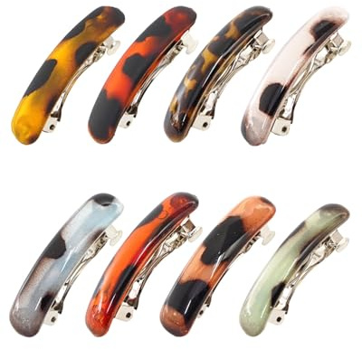 CULEB 8 Piezas Pinza Pelo,Pasadores Franceses para Mujer,Pasadores Vintage,Accesorios de Pasadore Clásicos y Elegantes Pequeño Automáticos,Horquillas de Colores para Niñas y Mujeres