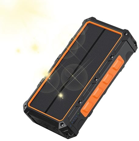 Solkraftbank, handvevsladdare, inbyggd LED-, SOS-larmfunktion, vattentät nödsituationer powerbank med för utomhusbruk av kvinnor, män, överlevnad 16,5 x 8,5 x 3,5 cm