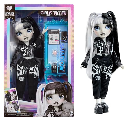 Rainbow High Shadow High Girl's Night - Heather Grayson - Greyscale 28cm Fashion Doll, Black and White Hair & Outfit with Accessories and Comb - for Collectors & Children Ages 4+