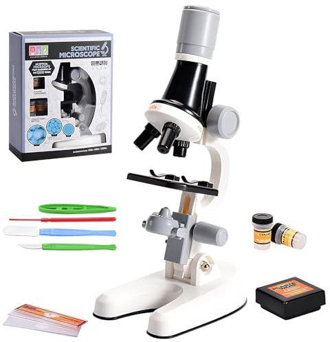 HOVCEH Microscope for Kids, Kids Microscope with LED Light, Beginner Microscopes with 100X 400X 1200X High Magnification, Microscopes, Educational Science Kit