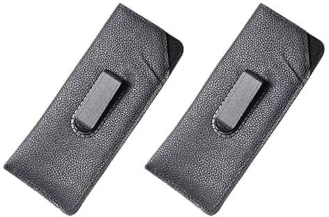 Muorruo 2er-Pack étui à lunettes avec clip, étui en cuir noir souple avec poche en plastique flexible et clip de ceinture pour lunettes et lunettes de soleil, étuis de protection des yeux pour