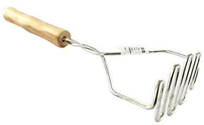 Fackelmann 521417 Manuelle Kartoffelpresse, Gemüsepresse, professionelle Kartoffelpresse, Gemüsepresse, Holz, Edelstahl, 29 x 9,5 x 5,5 cm, Braun