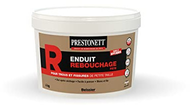 Enduit de Rebouchage PRESTONETT REBOUCHER en Pâte en Pot de 4 KG pour Intérieur et Extérieur