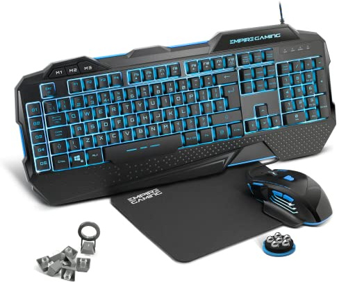 EMPIRE GAMING - Hellhounds PC Gaming Pack English - Keyboard Mouse Mousepad - Software programmable - LED RGB backlighting - 7200 DPI - Windows compatible