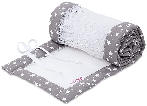 babybay nest nätpiké/sängskydd för sidosäng/stötskydd för babysäng, lämplig för modell original, taupe stjärnor vit
