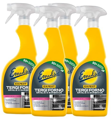 4x Emulsio Expert TergiForno Spray Detergente Sgrassante per Forno Griglie Barbecue Stufe Sgrassatore contro Incrostazioni e Grasso - 4 Flaconi da 600ml
